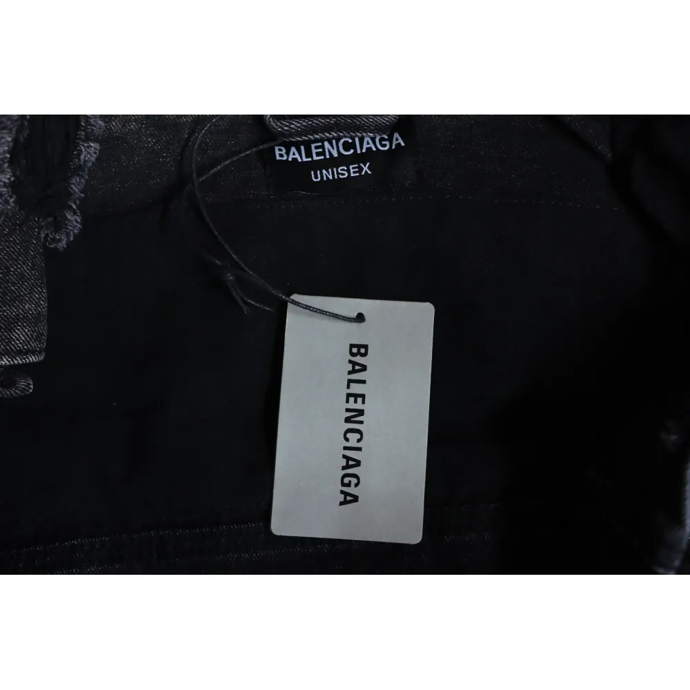 Balenciaga Distressed Ripped Lightning Denim Jacket