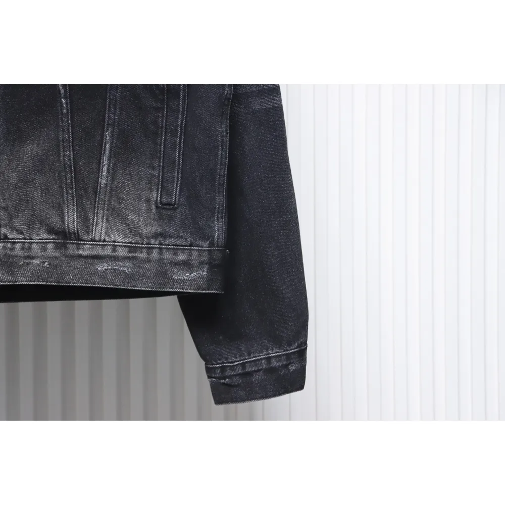 Balenciaga Distressed Ripped Lightning Denim Jacket