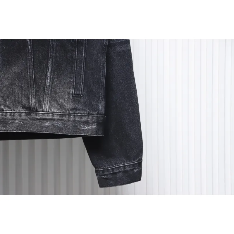 Balenciaga Distressed Ripped Lightning Denim Jacket