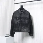 Balenciaga Distressed Ripped Lightning Denim Jacket