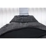 Balenciaga Distressed Ripped Lightning Denim Jacket
