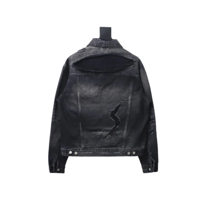 Balenciaga Distressed Ripped Lightning Denim Jacket 02