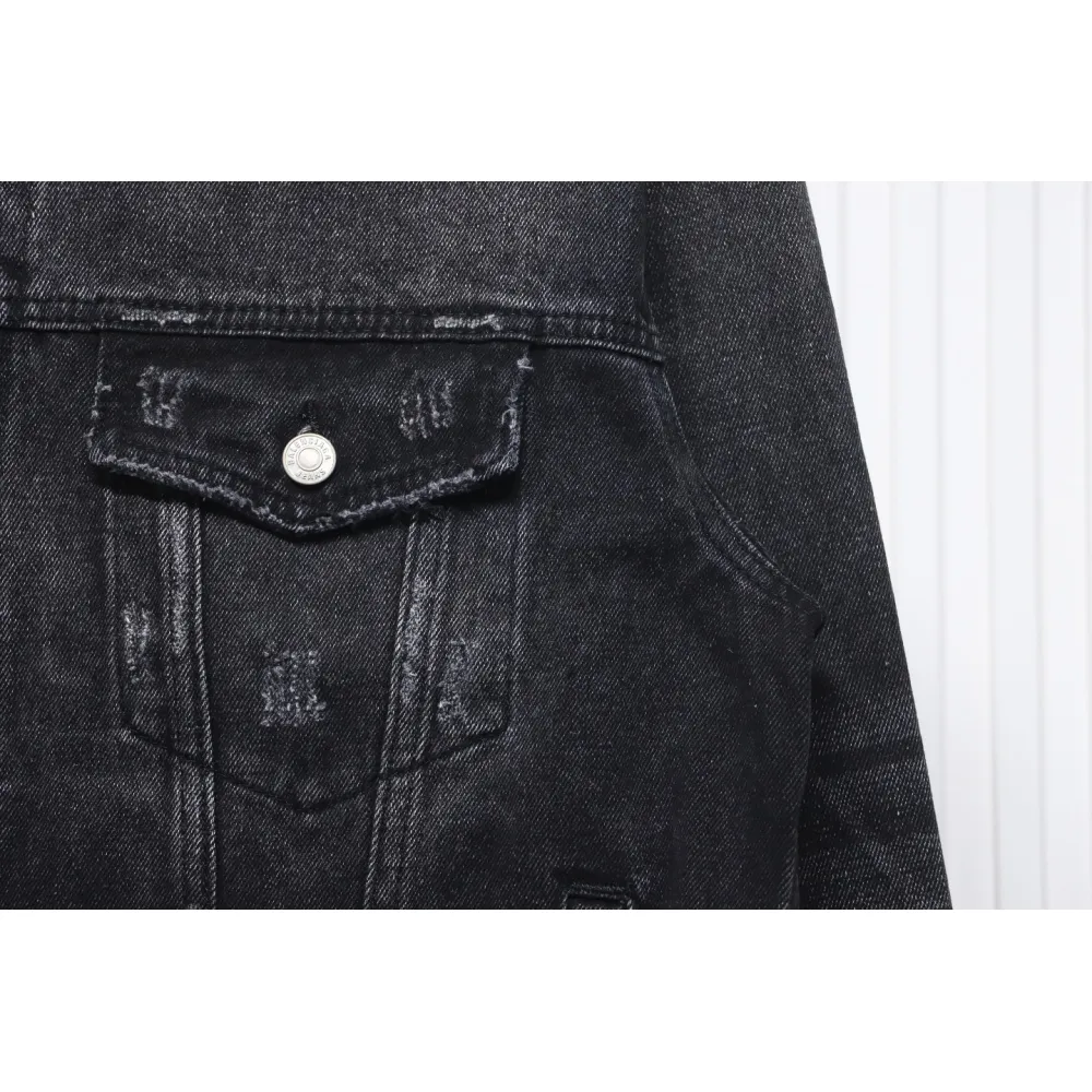 Balenciaga Distressed Ripped Lightning Denim Jacket