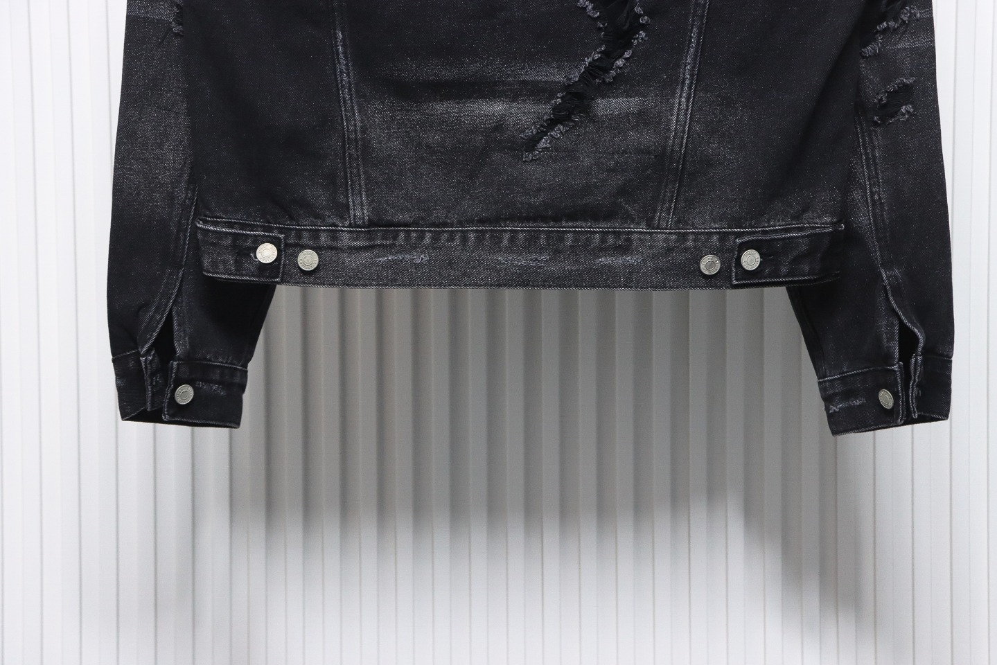 Balenciaga Distressed Ripped Lightning Denim Jacket