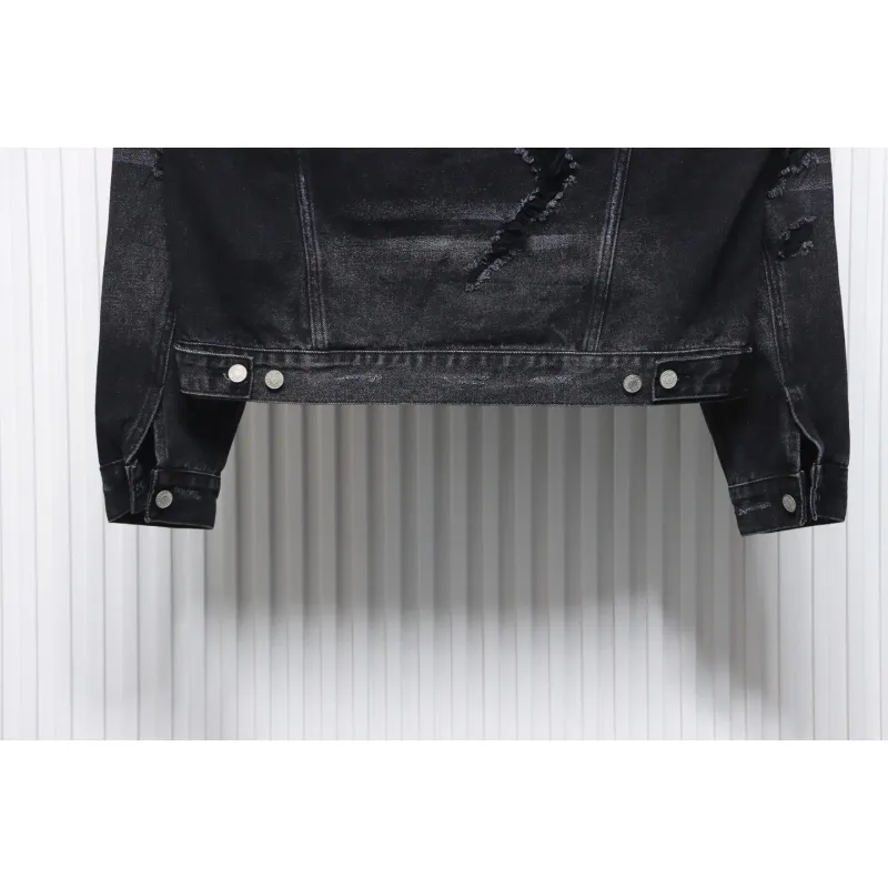 Balenciaga Distressed Ripped Lightning Denim Jacket