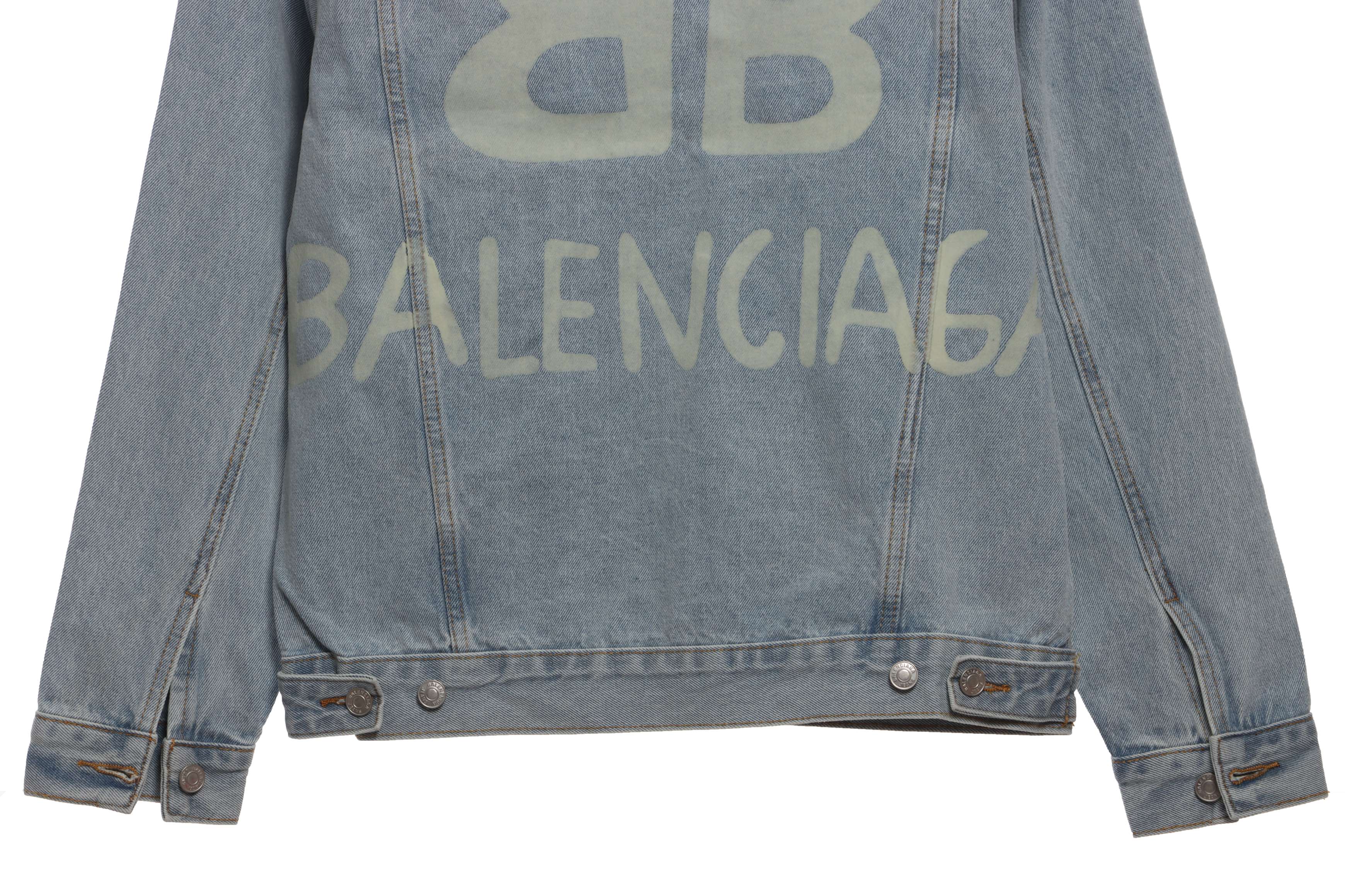 Balenciaga Double B Graffiti Luminous Denim Jacket