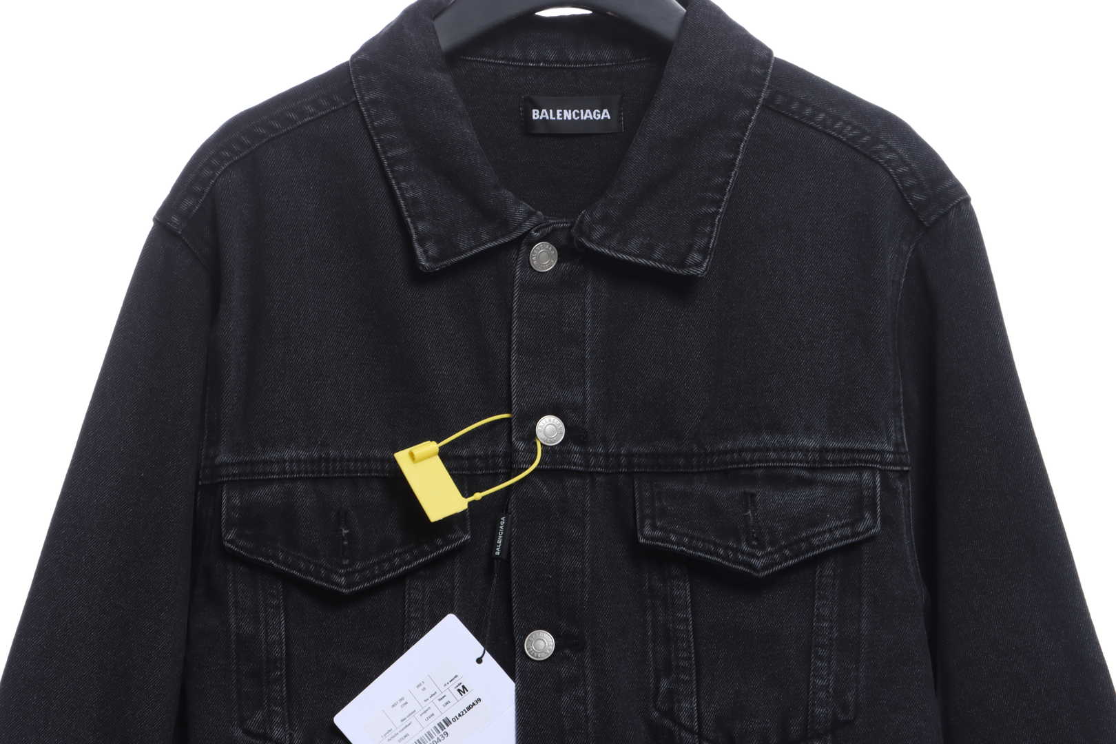 Balenciaga Double B Graffiti Washed Denim Jacket Black