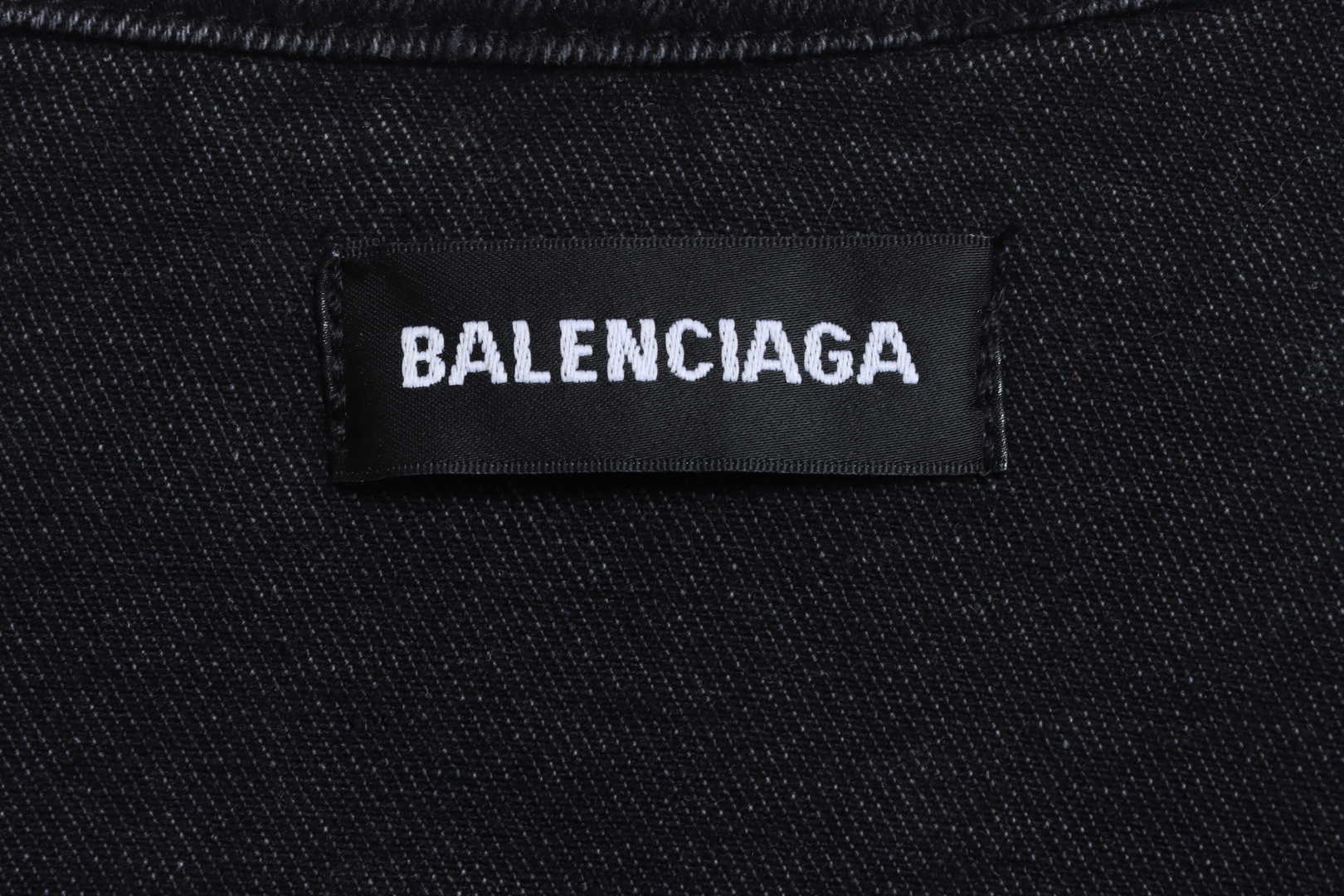 Balenciaga Double B Graffiti Washed Denim Jacket Black
