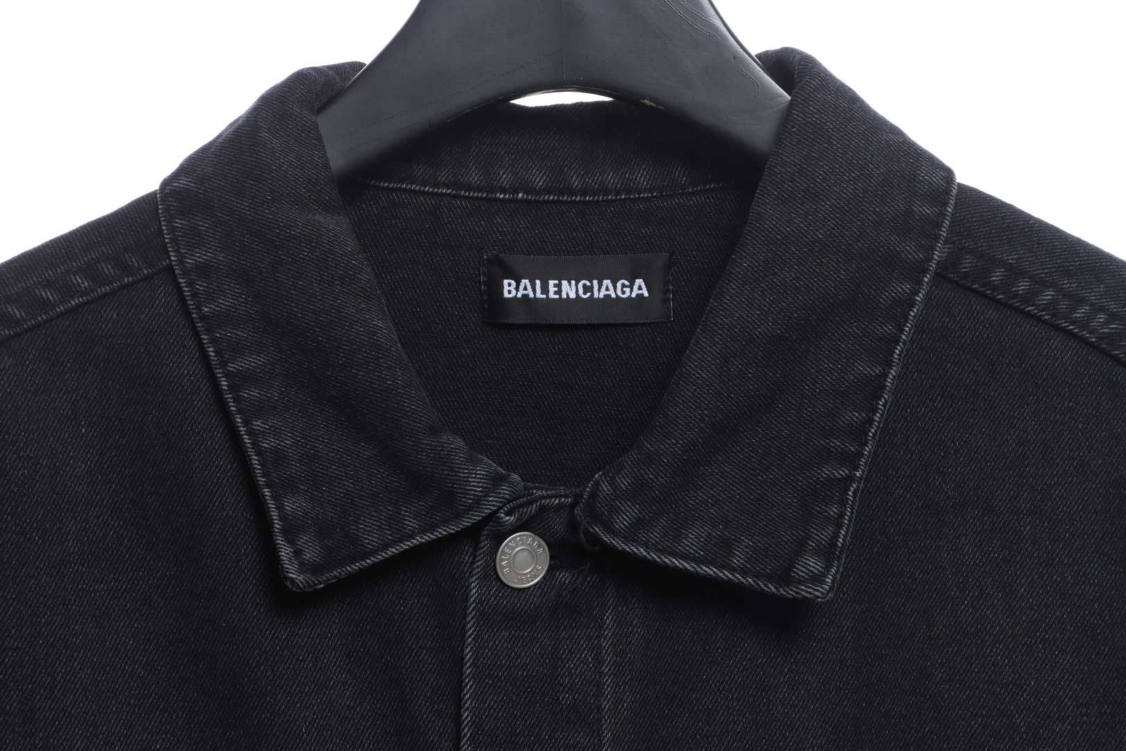 Balenciaga Double B Graffiti Washed Denim Jacket Black