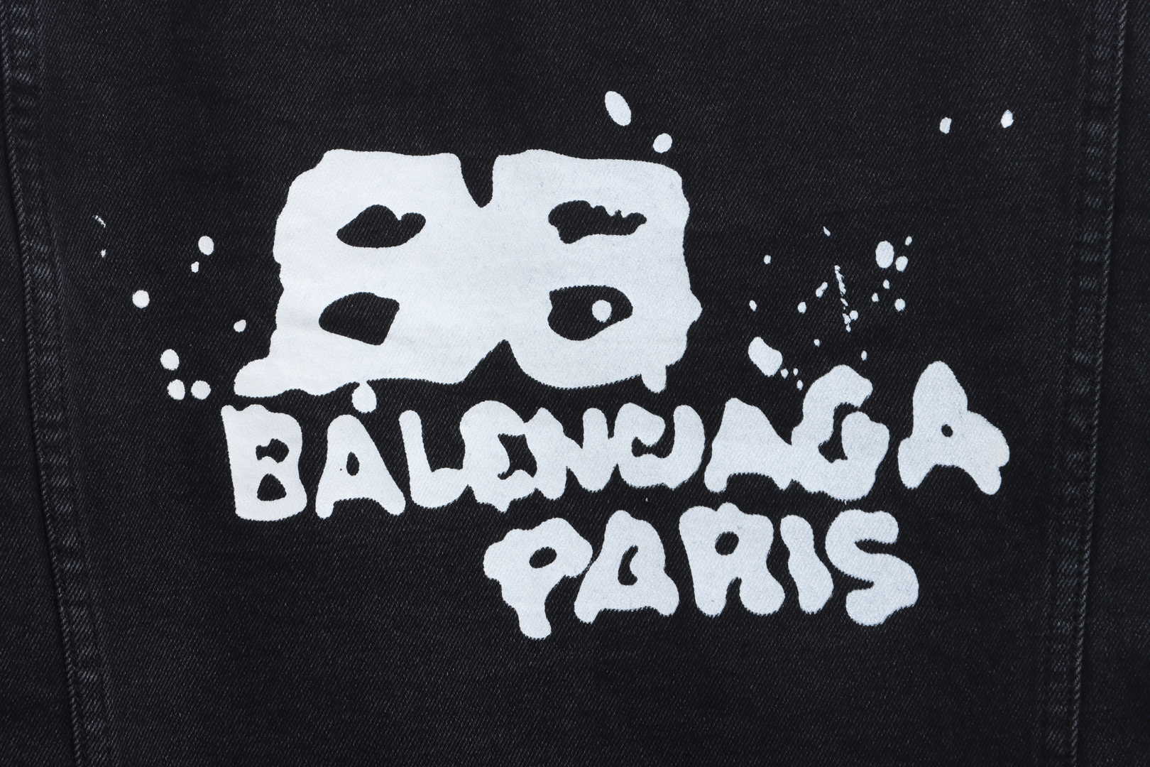 Balenciaga Double B Graffiti Washed Denim Jacket Black
