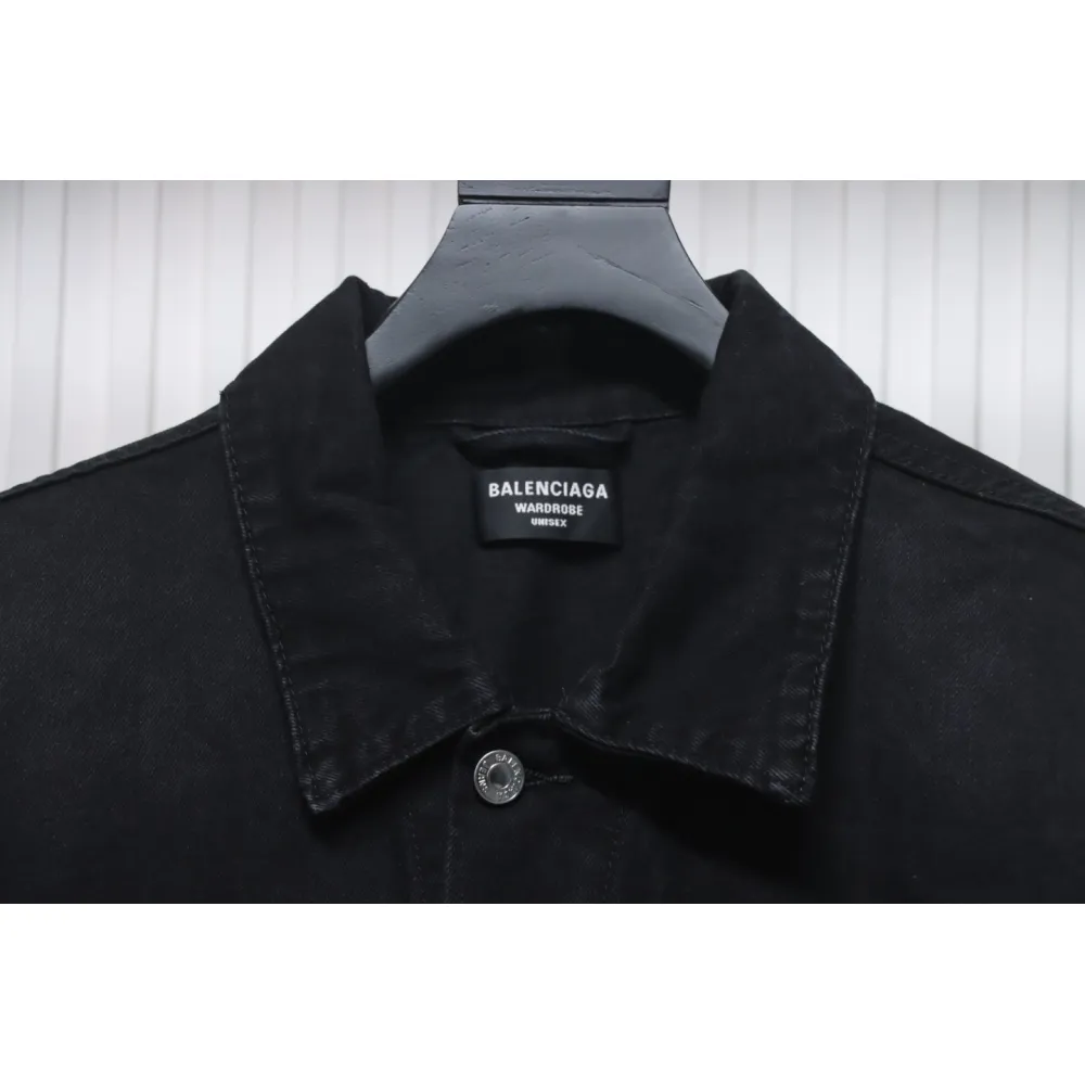 Balenciaga Double B Print On Back Denim Jacket