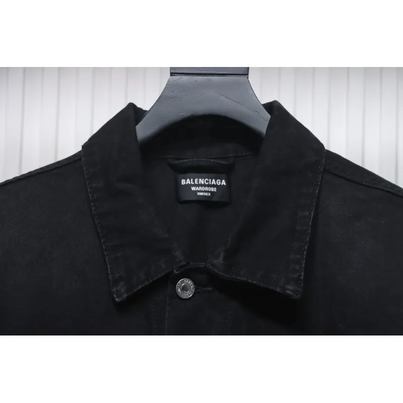Balenciaga Double B Print On Back Denim Jacket