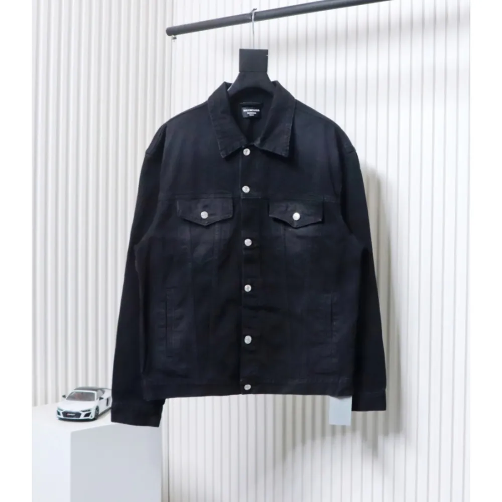 Balenciaga Double B Print On Back Denim Jacket