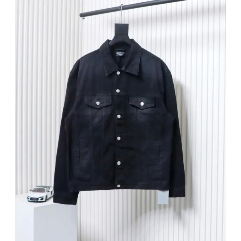 Balenciaga Double B Print On Back Denim Jacket