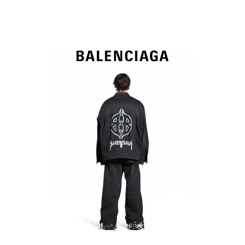 Balenciaga Double B Print On Back Denim Jacket