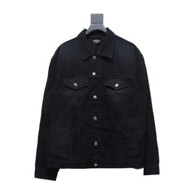 Balenciaga Double B Print On Back Denim Jacket 01