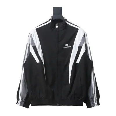 Balenciaga Fire Double Hook Embroidery Color Block Suit Jacket 01