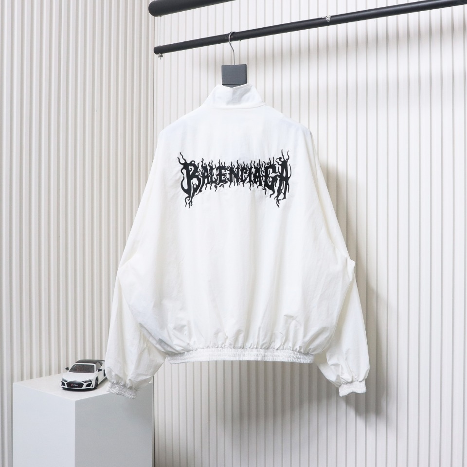 Balenciaga Flame Totem Heavy Industry Embroidery Jacket White