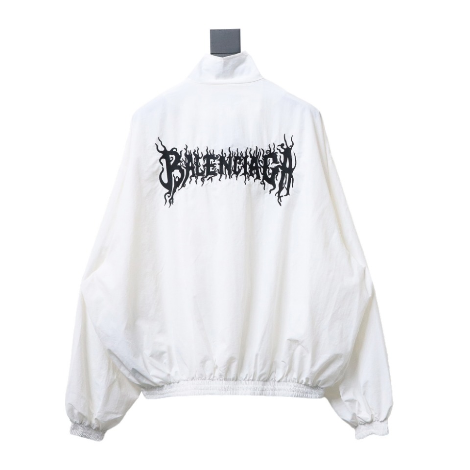 Balenciaga Flame Totem Heavy Industry Embroidery Jacket White