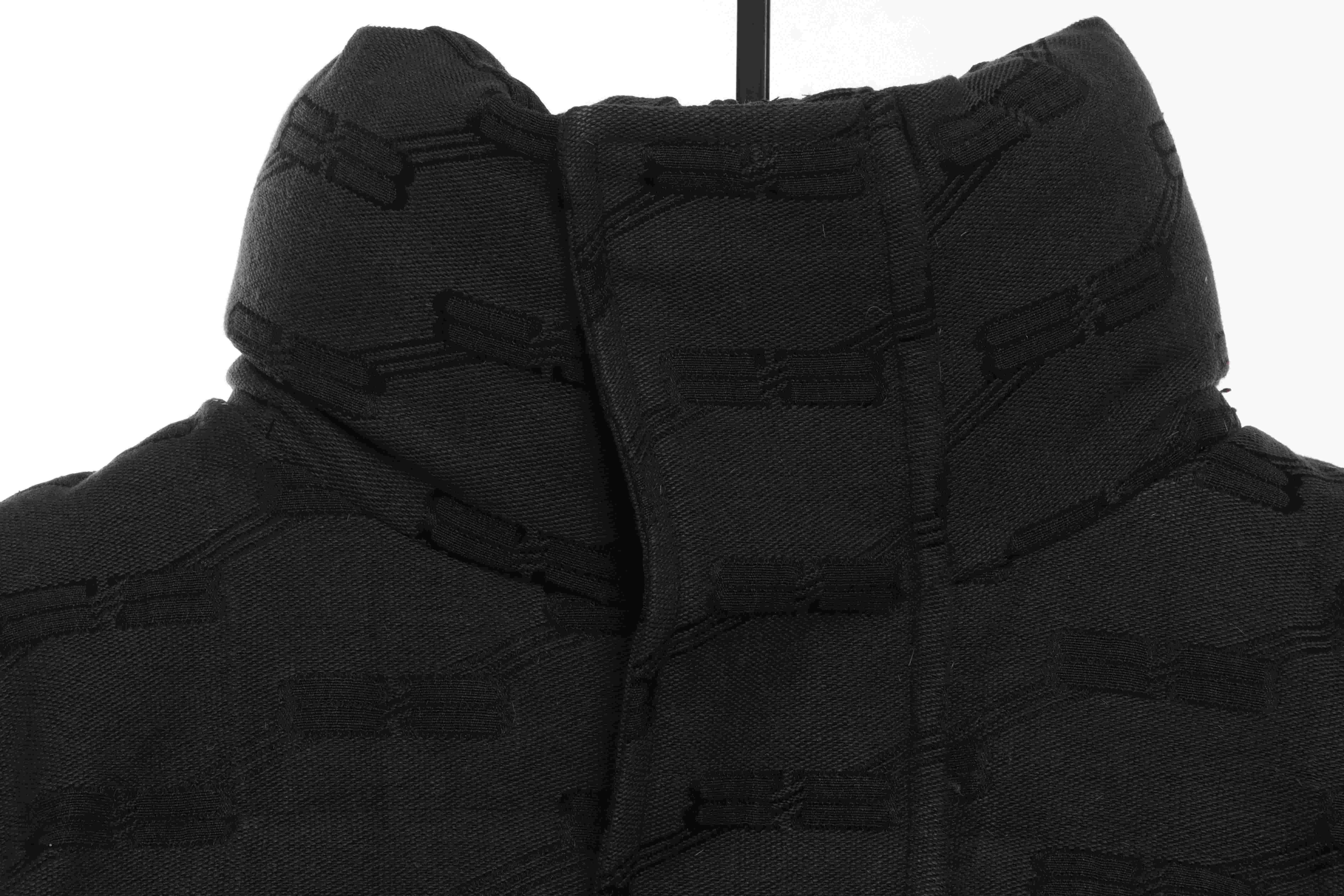 Balenciaga Full-Print Button Jacquard Down Jacket Black