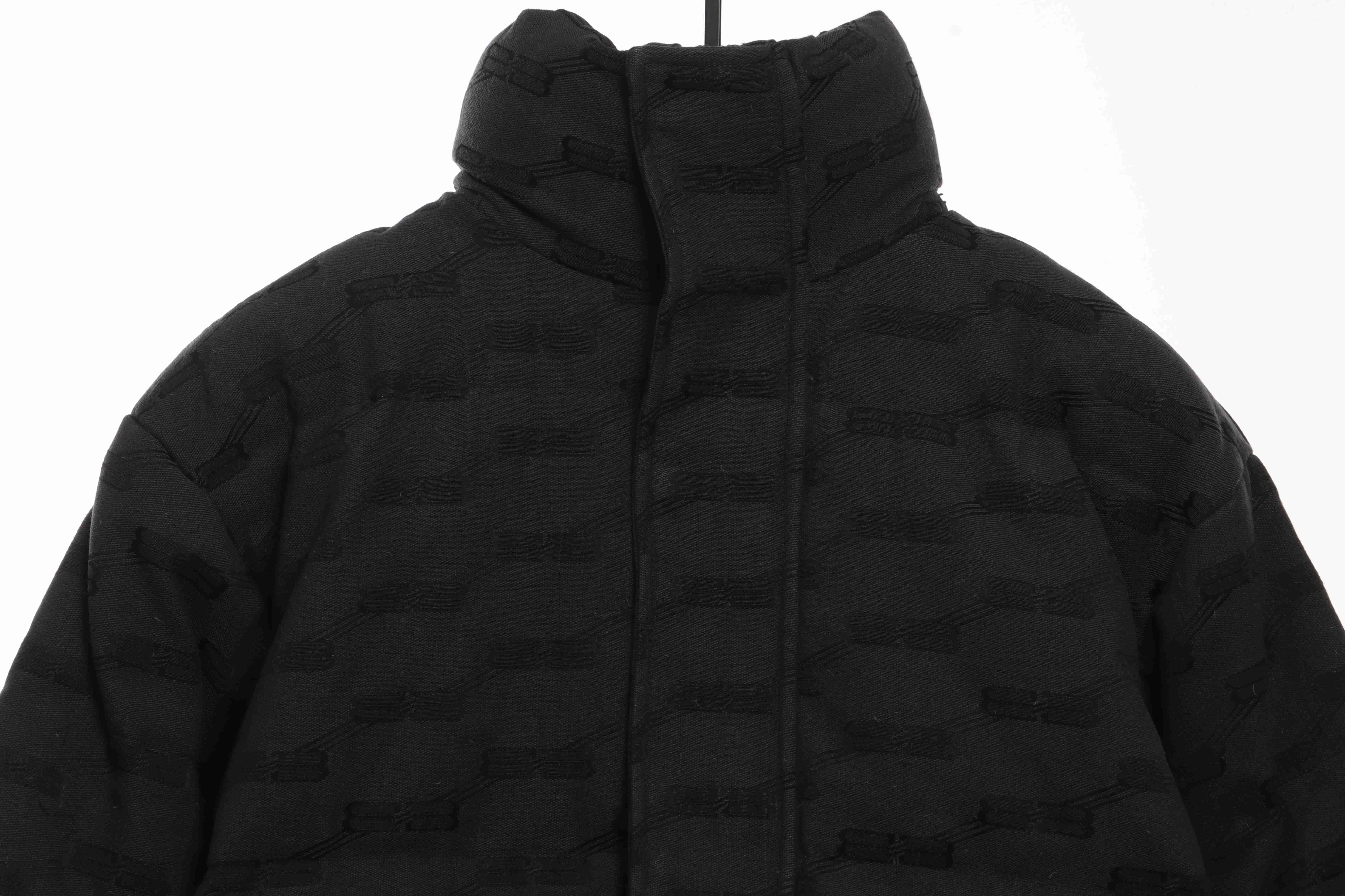 Balenciaga Full-Print Button Jacquard Down Jacket Black
