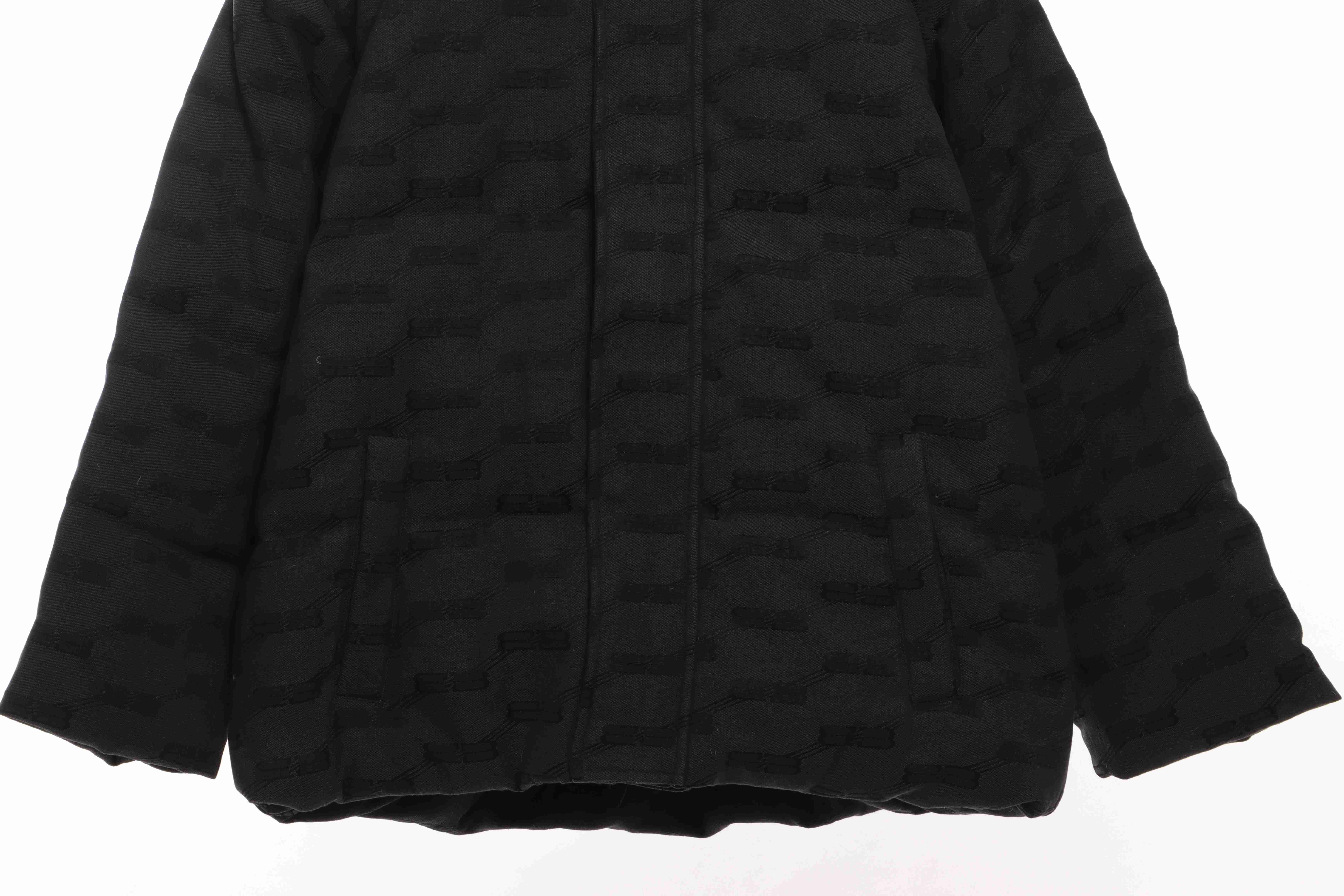 Balenciaga Full-Print Button Jacquard Down Jacket Black