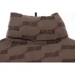 Balenciaga Full-Print Button Jacquard Down Jacket Brown