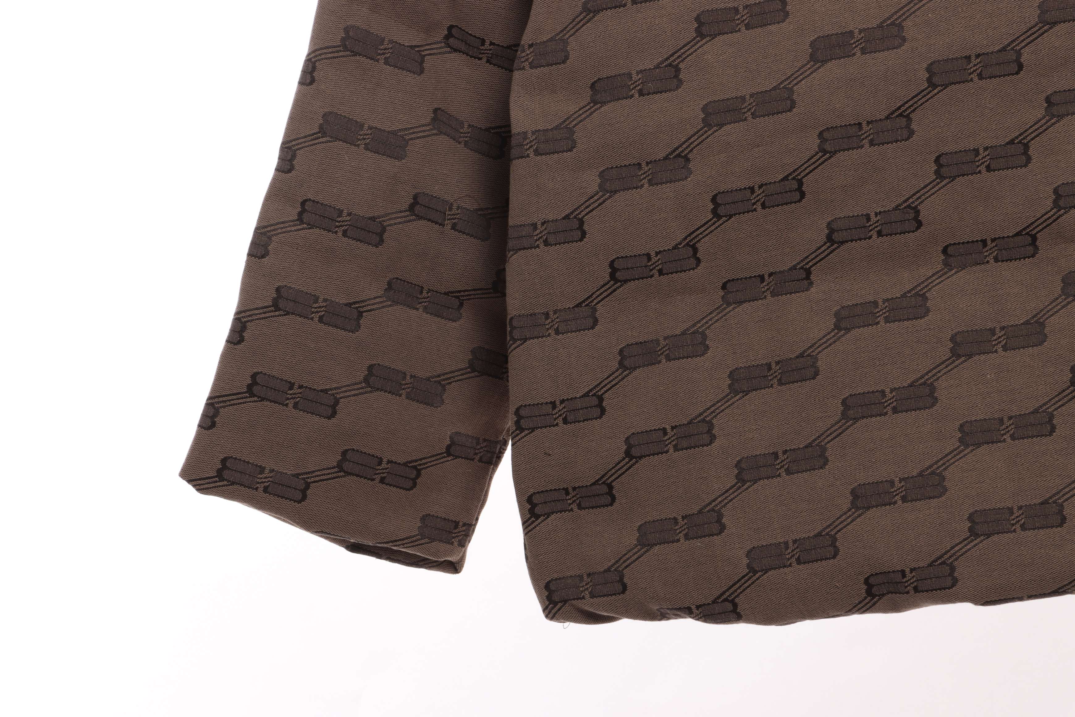 Balenciaga Full-Print Button Jacquard Down Jacket Brown