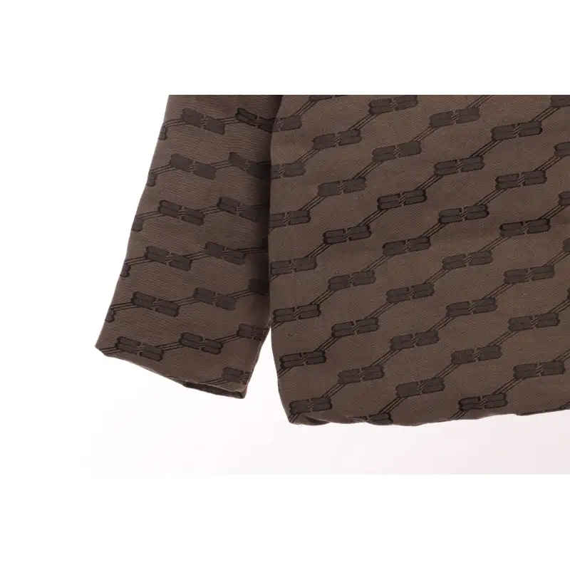 Balenciaga Full-Print Button Jacquard Down Jacket Brown