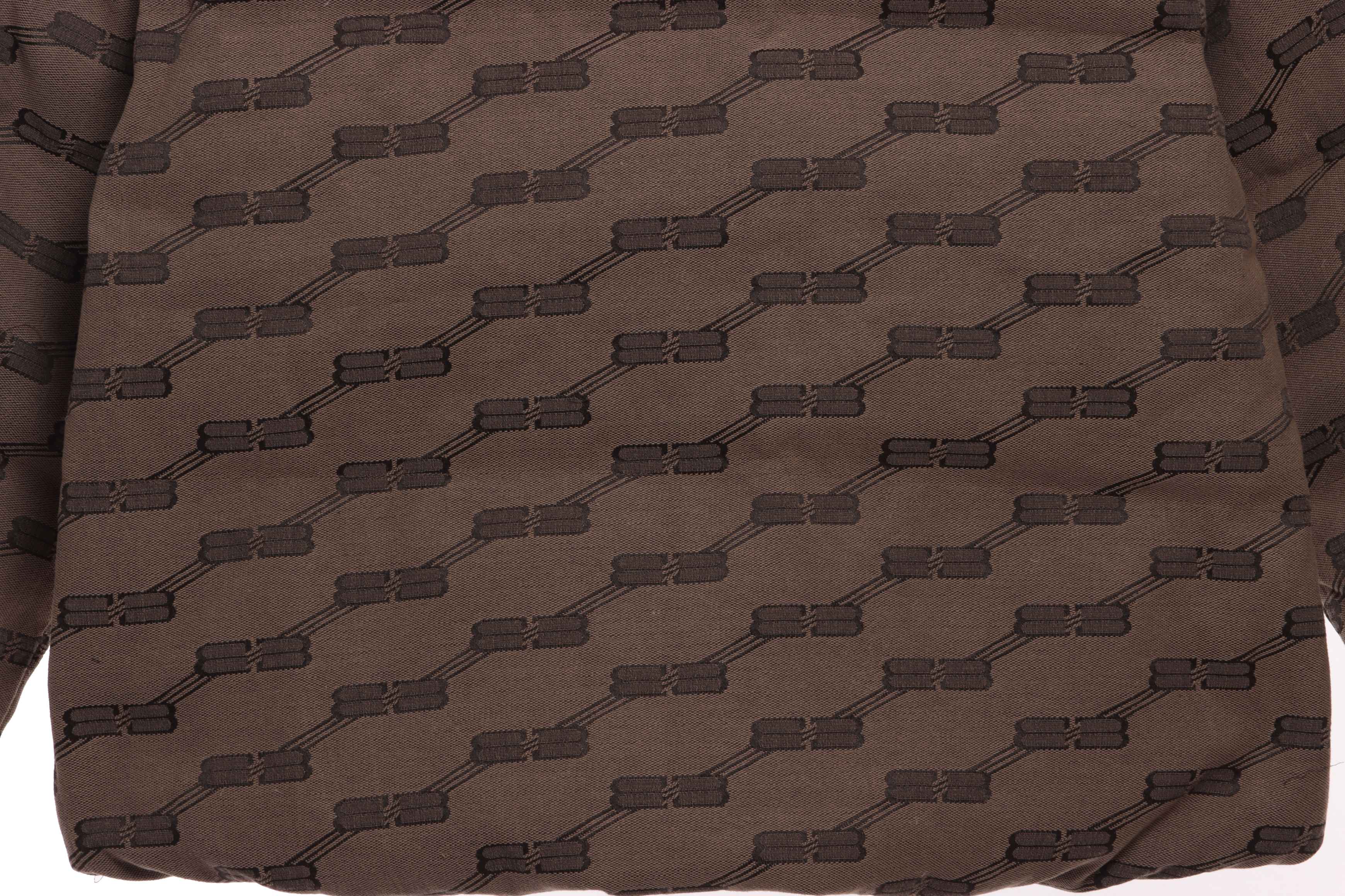 Balenciaga Full-Print Button Jacquard Down Jacket Brown