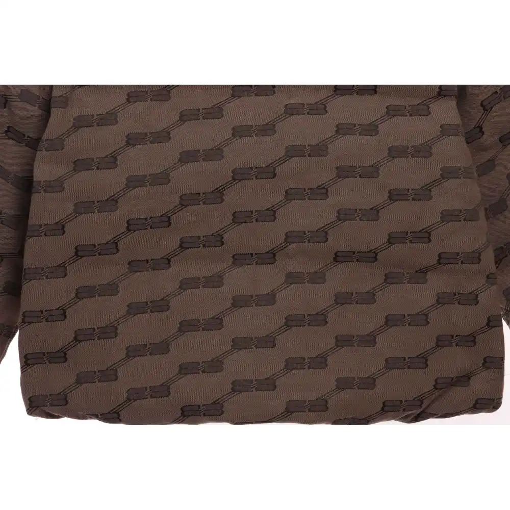 Balenciaga Full-Print Button Jacquard Down Jacket Brown