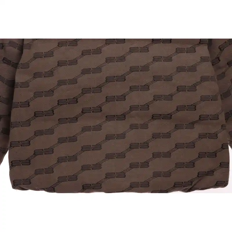 Balenciaga Full-Print Button Jacquard Down Jacket Brown