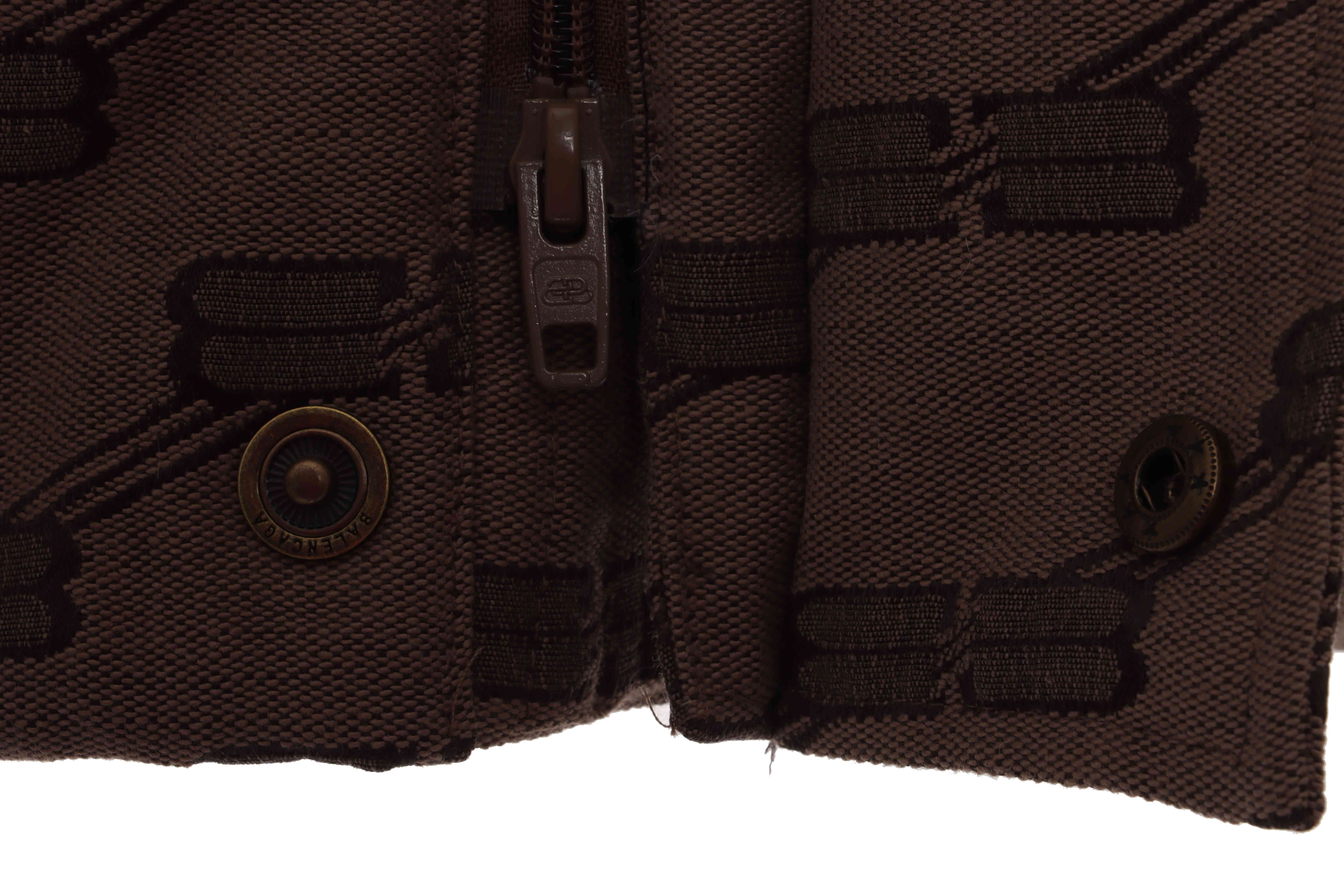 Balenciaga Full-Print Button Jacquard Down Jacket Brown