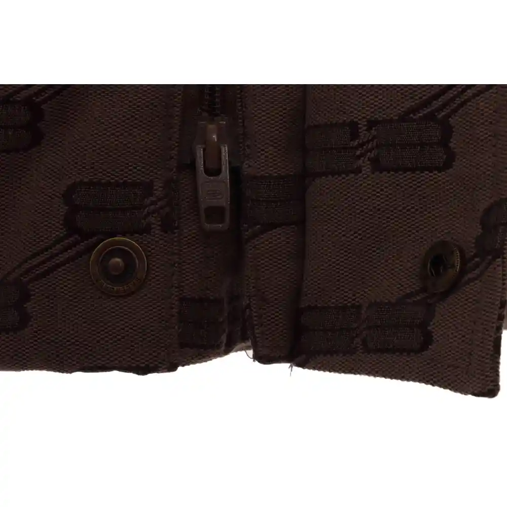 Balenciaga Full-Print Button Jacquard Down Jacket Brown