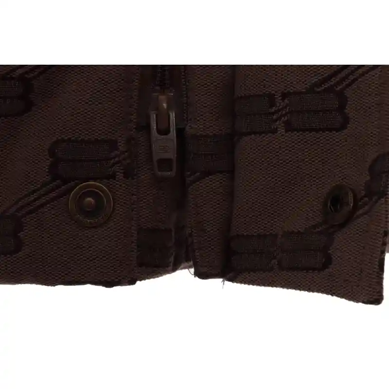 Balenciaga Full-Print Button Jacquard Down Jacket Brown
