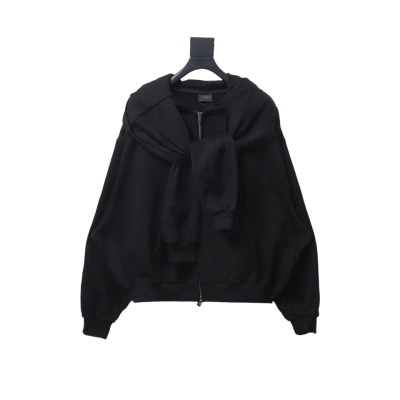 Balenciaga Heavy Duty Fake Two Piece Zipper Jacket Black 01