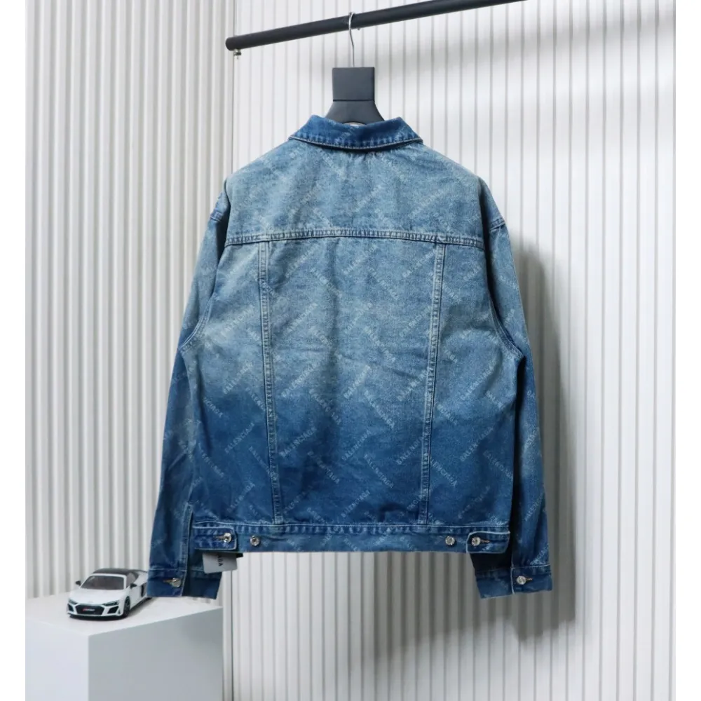 Balenciaga Laser Printed Denim Jacket