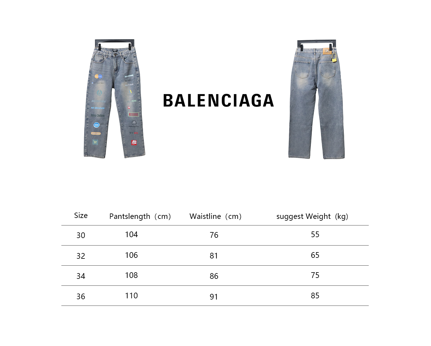 Balenciaga Lettering Printed Jeans Blue