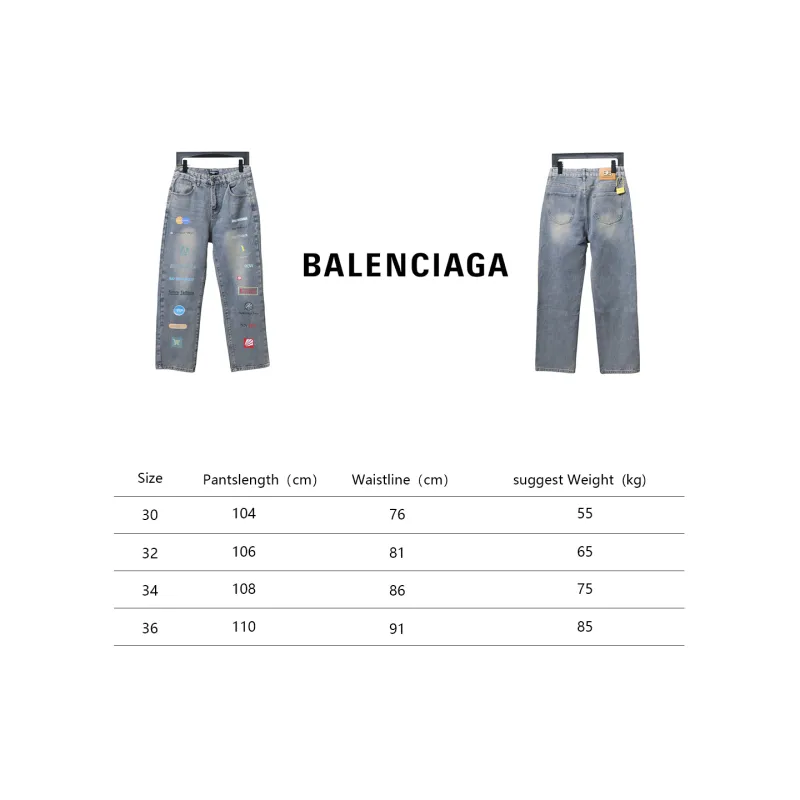 Balenciaga Lettering Printed Jeans Blue