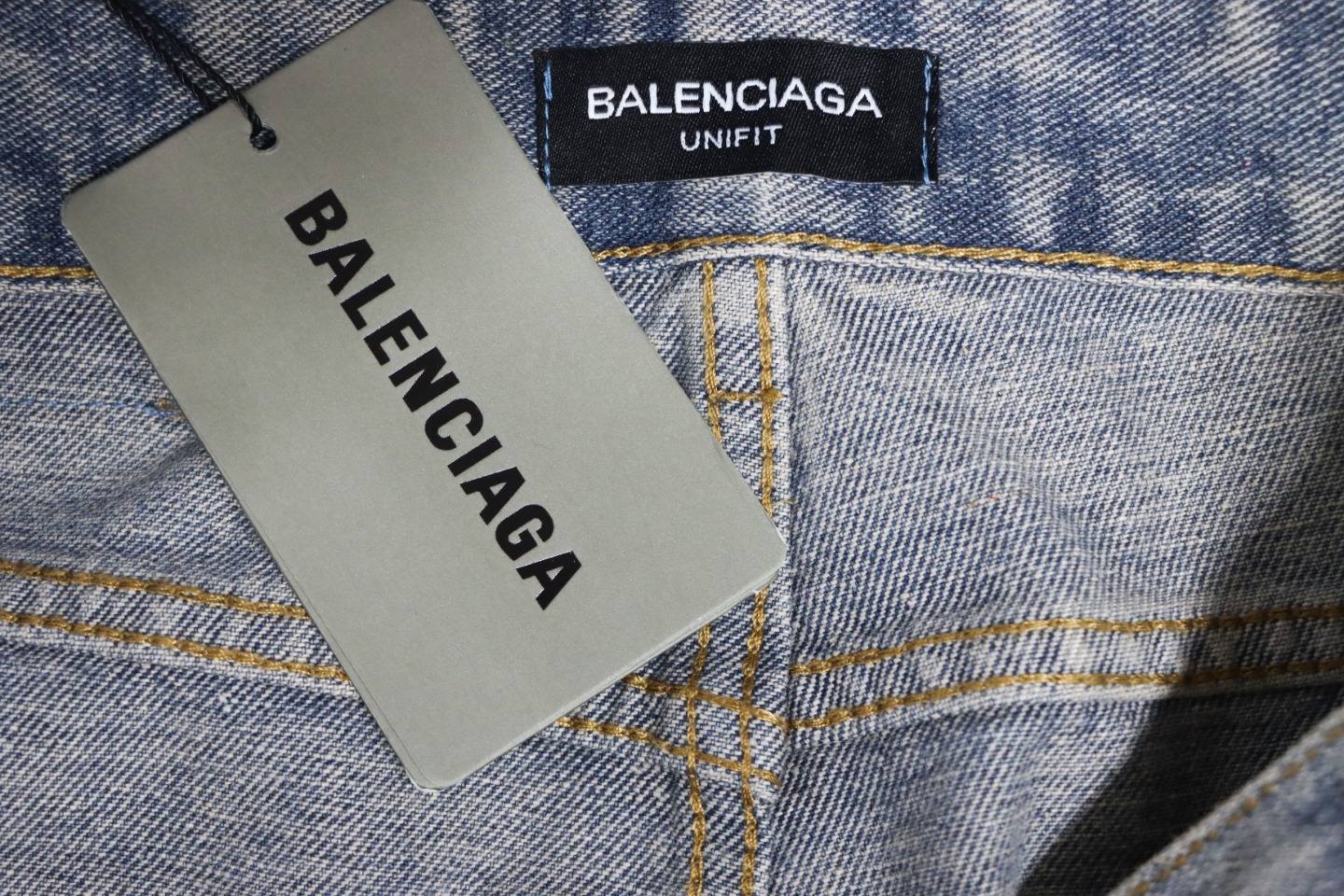 Balenciaga Lettering Printed Jeans Blue
