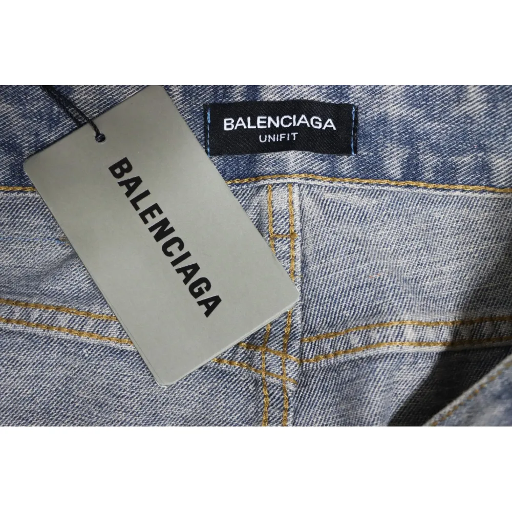 Balenciaga Lettering Printed Jeans Blue