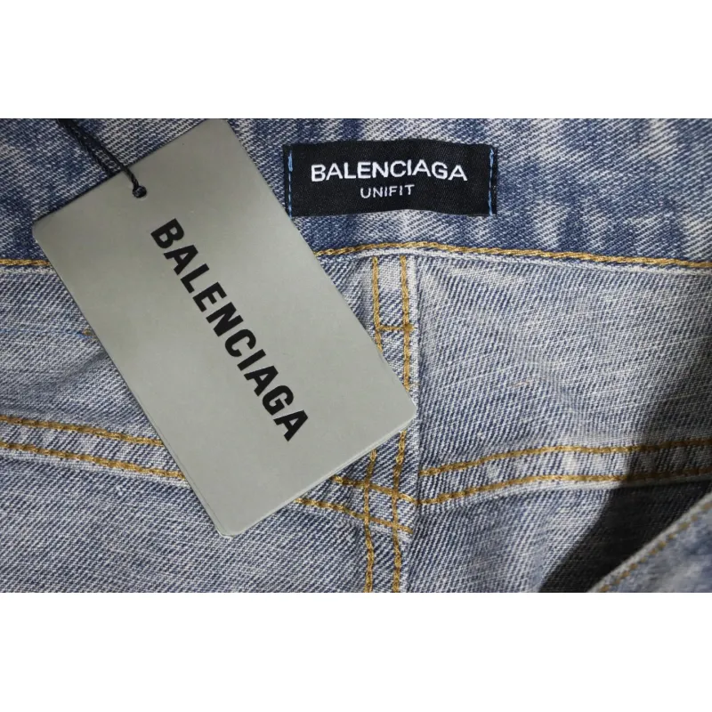 Balenciaga Lettering Printed Jeans Blue