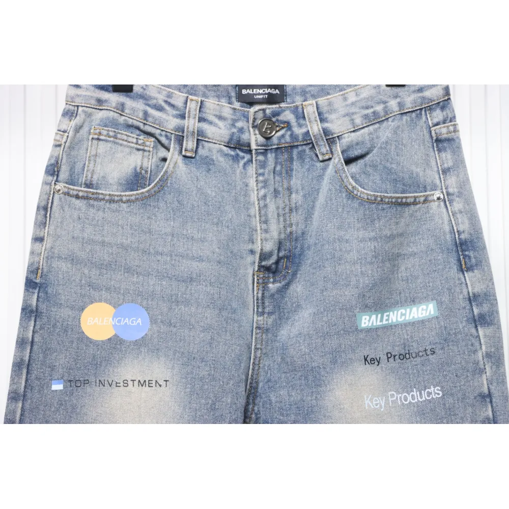 Balenciaga Lettering Printed Jeans Blue