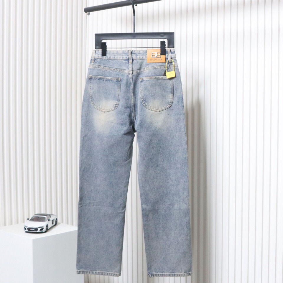 Balenciaga Lettering Printed Jeans Blue