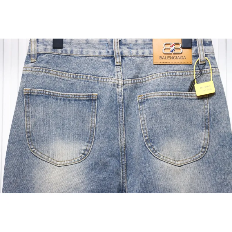 Balenciaga Lettering Printed Jeans Blue