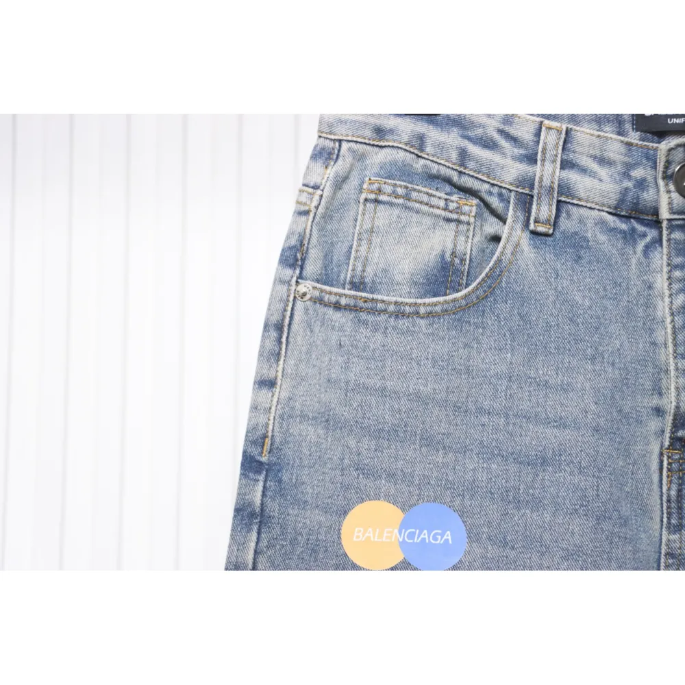 Balenciaga Lettering Printed Jeans Blue