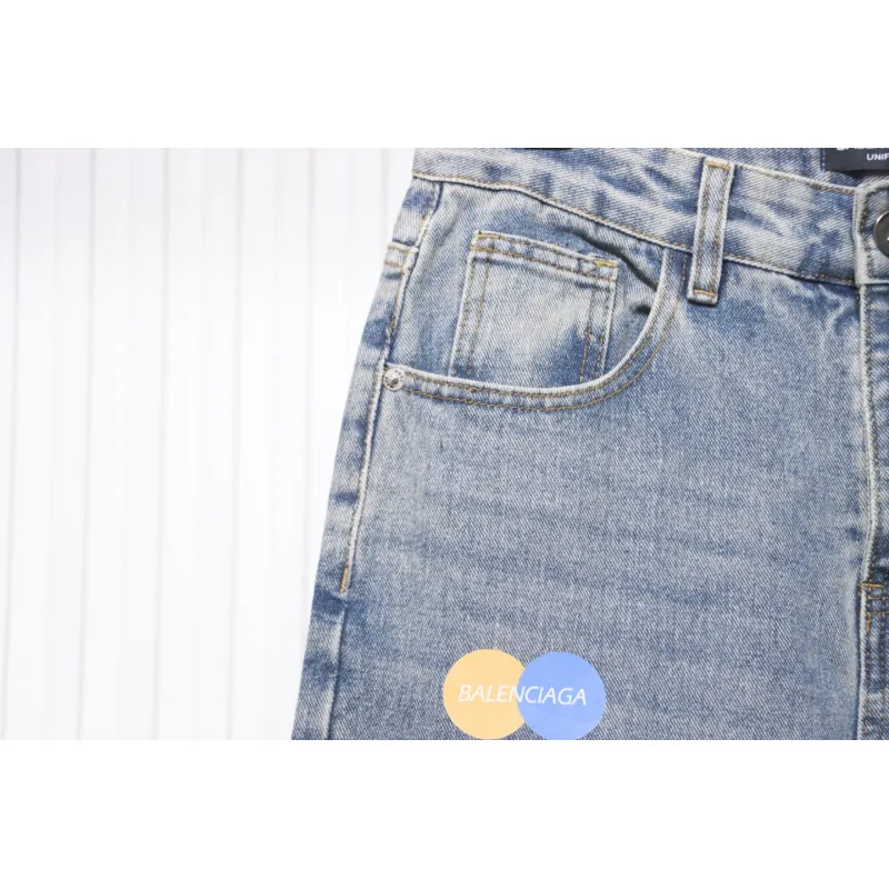Balenciaga Lettering Printed Jeans Blue