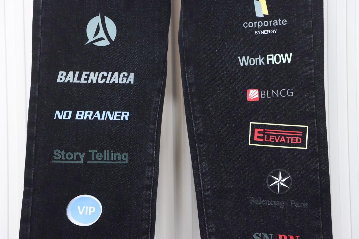 Balenciaga Lettering Printed Jeans Black