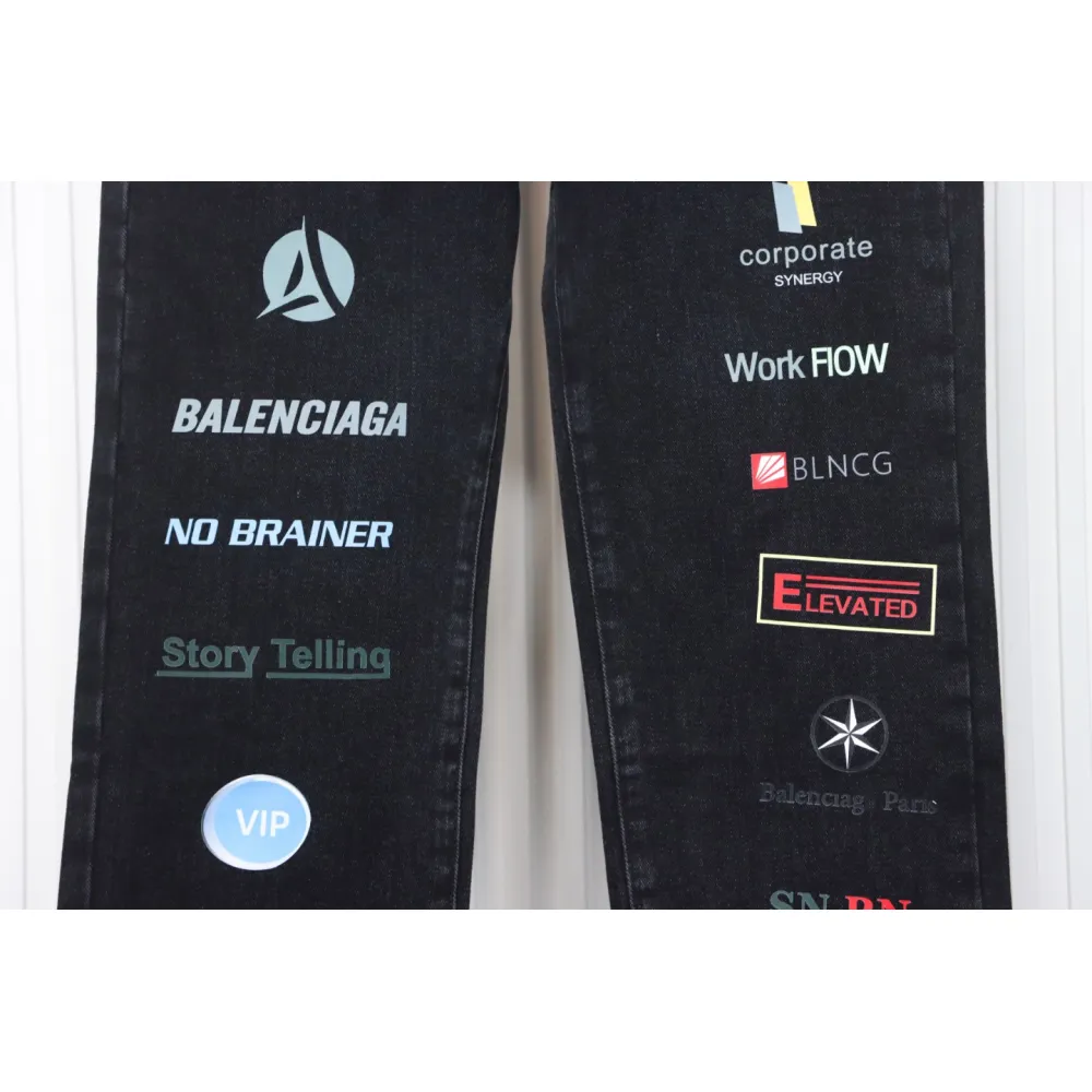 Balenciaga Lettering Printed Jeans Black