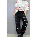 Balenciaga Lettering Printed Jeans Black